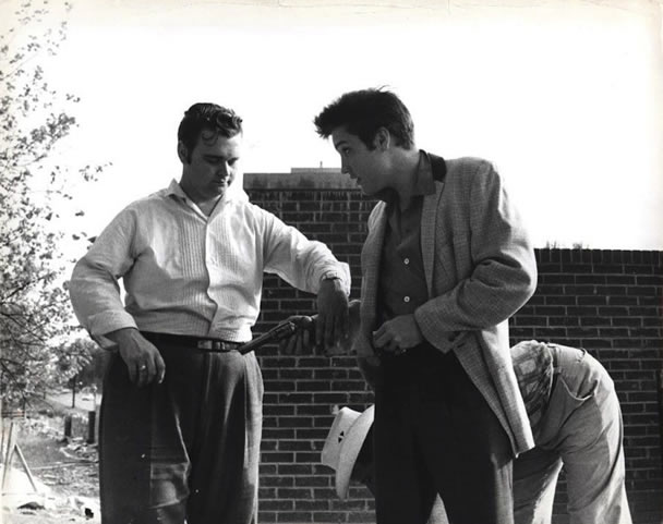 Elvis Presley with Arthur Hooten at Graceland April 22, 1957.